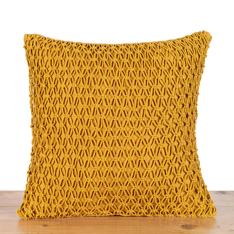 Criss Cross Hand-Knotted Cushion Cover | Single pc