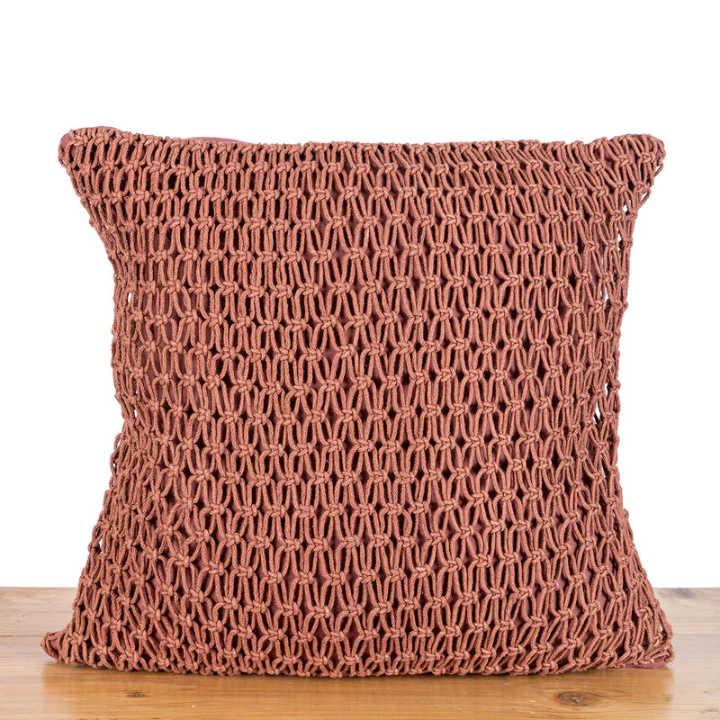 Criss Cross Hand-Knotted Cushion Cover | Single pc