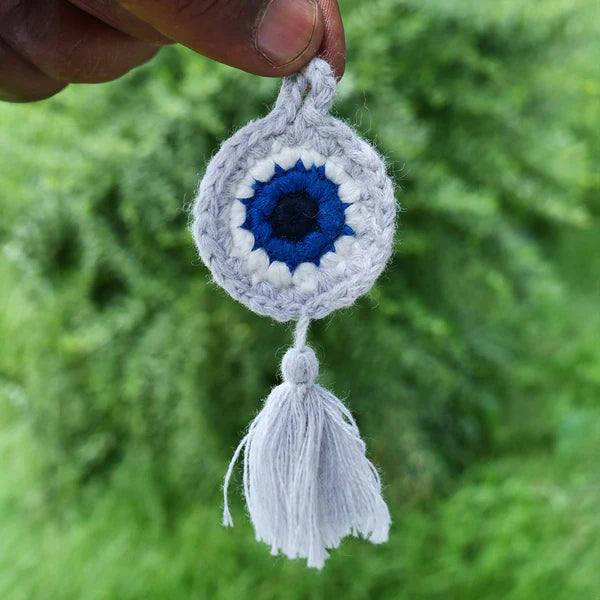 Handmade Evil Eye Keychain | Soft Blue