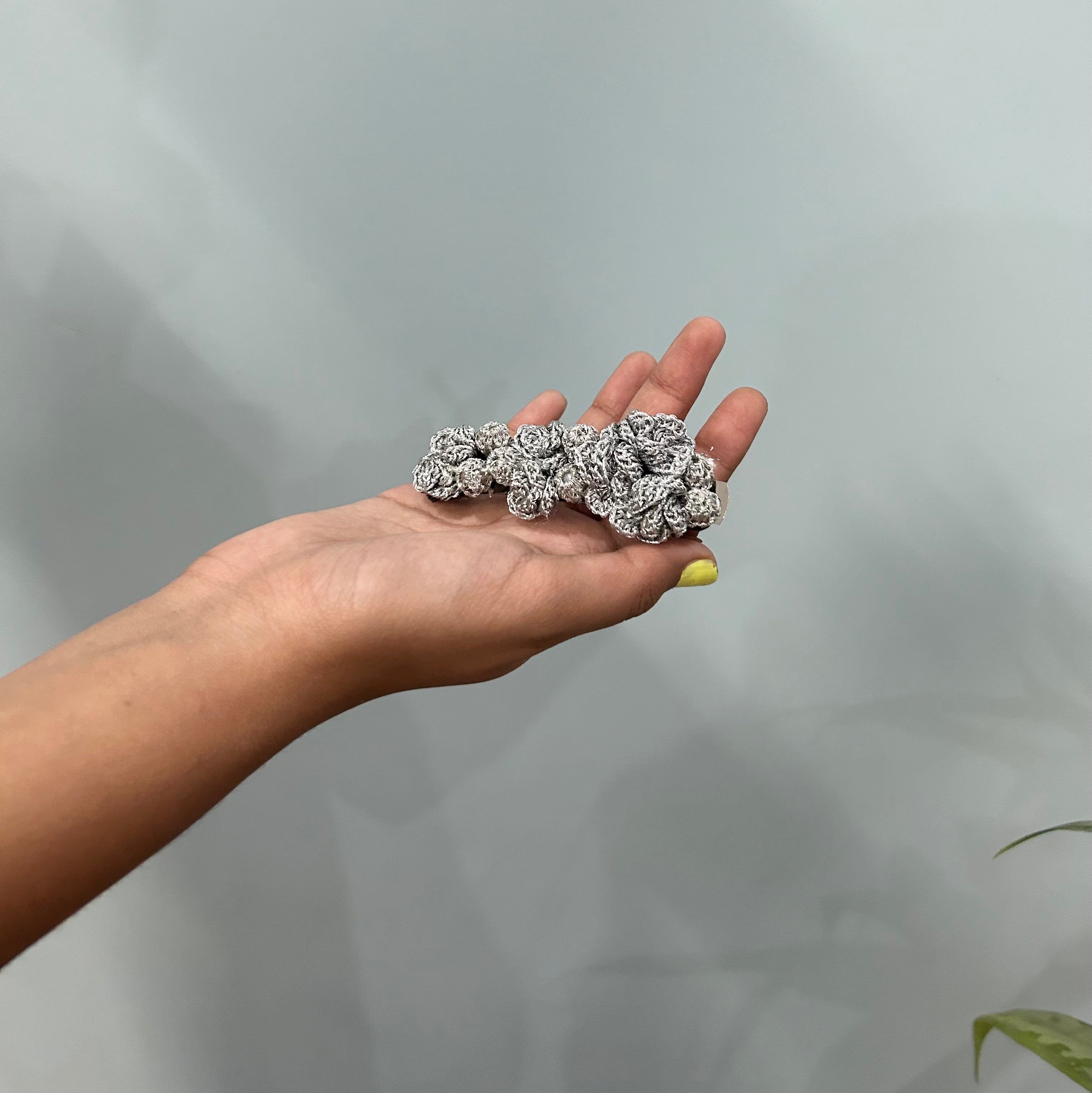 Silver flowers hair clip