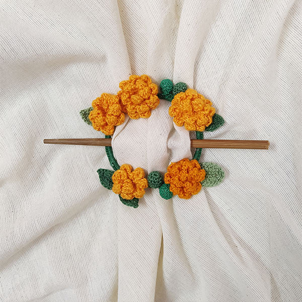 Tangerine Marigold Crochet Hair Tie