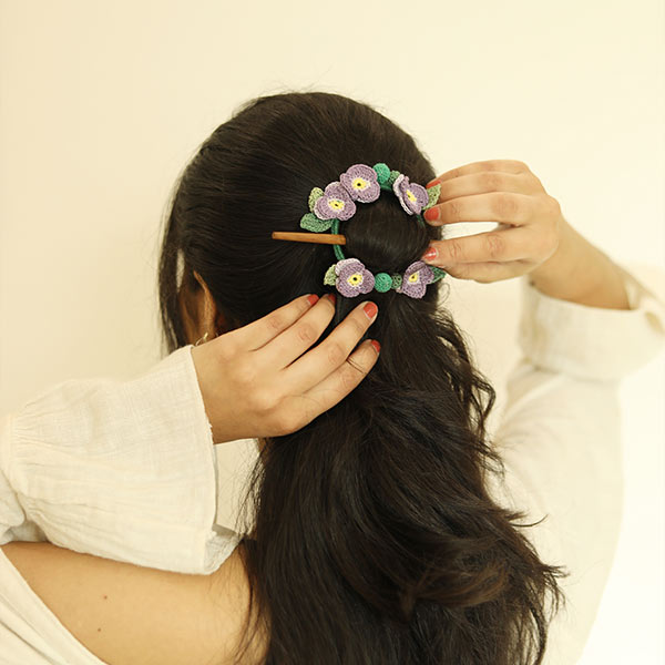 Pansy Crochet Hair Tie