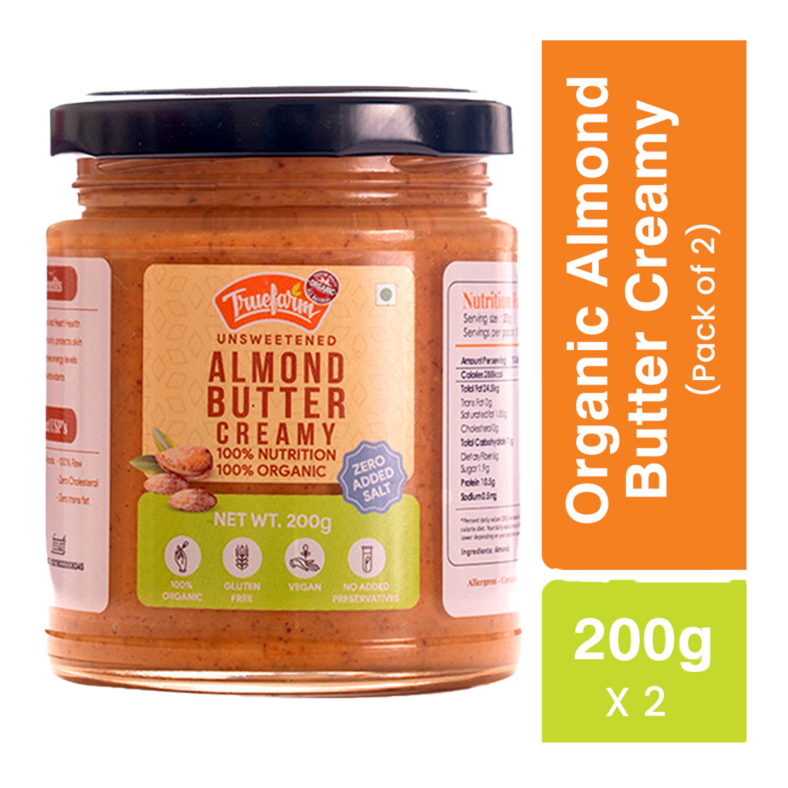 Organic Almond Butter - Crunchy (200g)